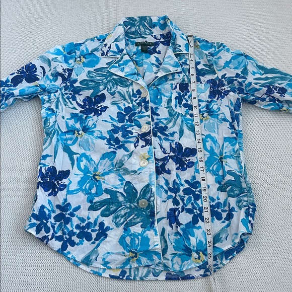 Ralph Lauren 100% Cotton Blue Floral Pajama Set Size Large - Picture 5 of 10